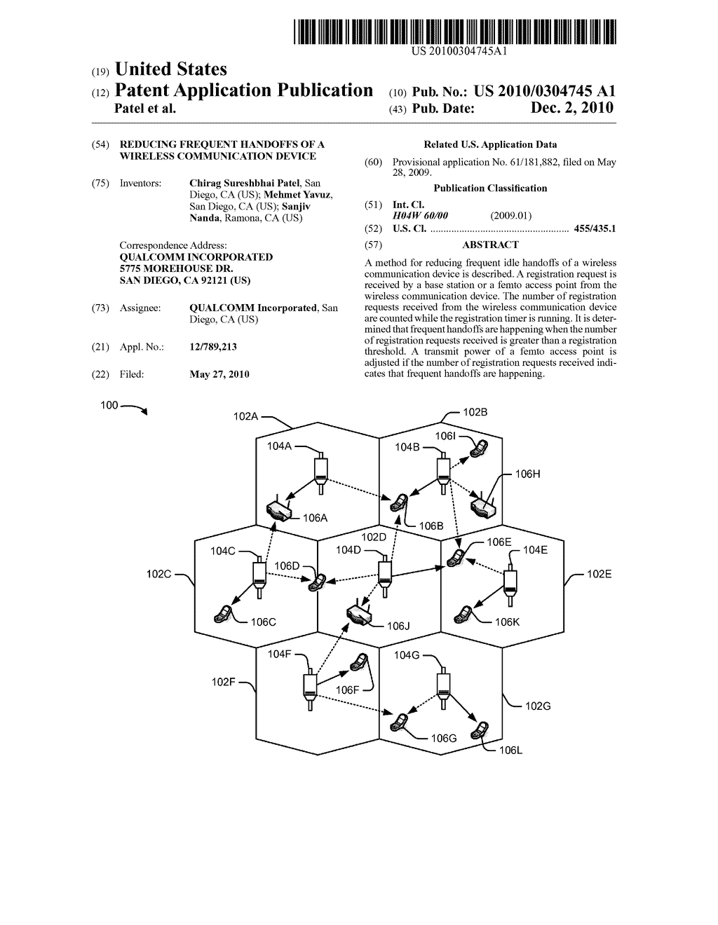 REDUCING FREQUENT HANDOFFS OF A WIRELESS COMMUNICATION DEVICE - diagram, schematic, and image 01