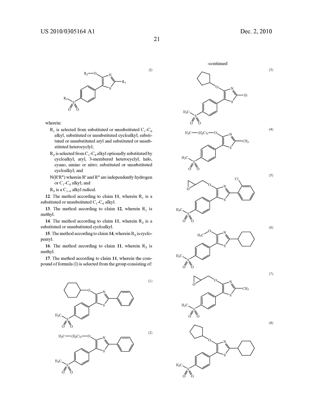 5-(4-METHANESULFONYL-PHENYL)-THIAZOLE DERIVATIVES FOR THE TREATMENT OF ACUTE AND CHRONIC INFLAMMATORY DISEASES - diagram, schematic, and image 29