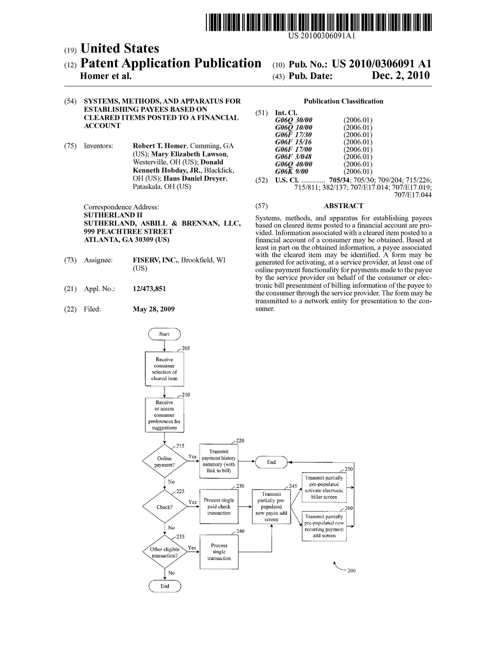 SYSTEMS, METHODS, AND APPARATUS FOR ESTABLISHING PAYEES BASED ON CLEARED ITEMS POSTED TO A FINANCIAL ACCOUNT - diagram, schematic, and image 01