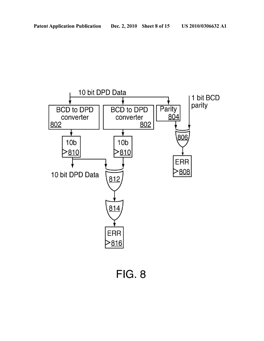 ERROR DETECTION USING PARITY COMPENSATION IN BINARY CODED DECIMAL AND DENSELY PACKED DECIMAL CONVERSIONS - diagram, schematic, and image 09