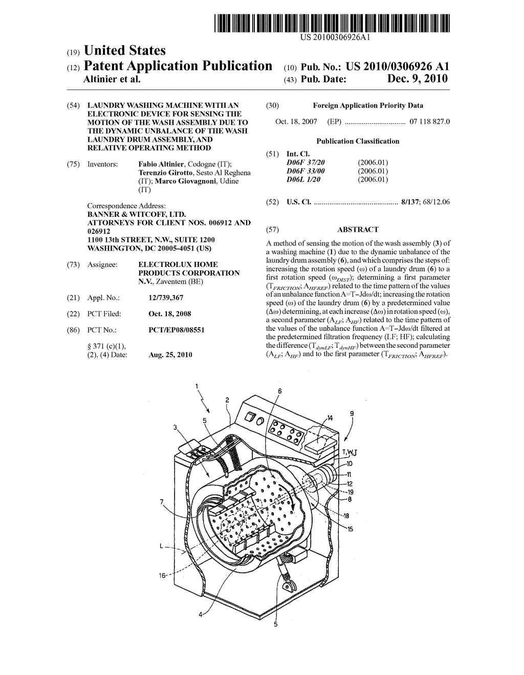 Laundry Washing Machine with an Electronic Device for Sensing the Motion of the Wash Assembly Due To the Dynamic Unbalance of the Wash Laundry Drum Assembly, And Relative Operating Method - diagram, schematic, and image 01