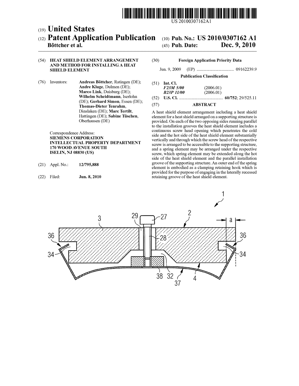 Heat shield element arrangement and method for installing a heat shield element - diagram, schematic, and image 01