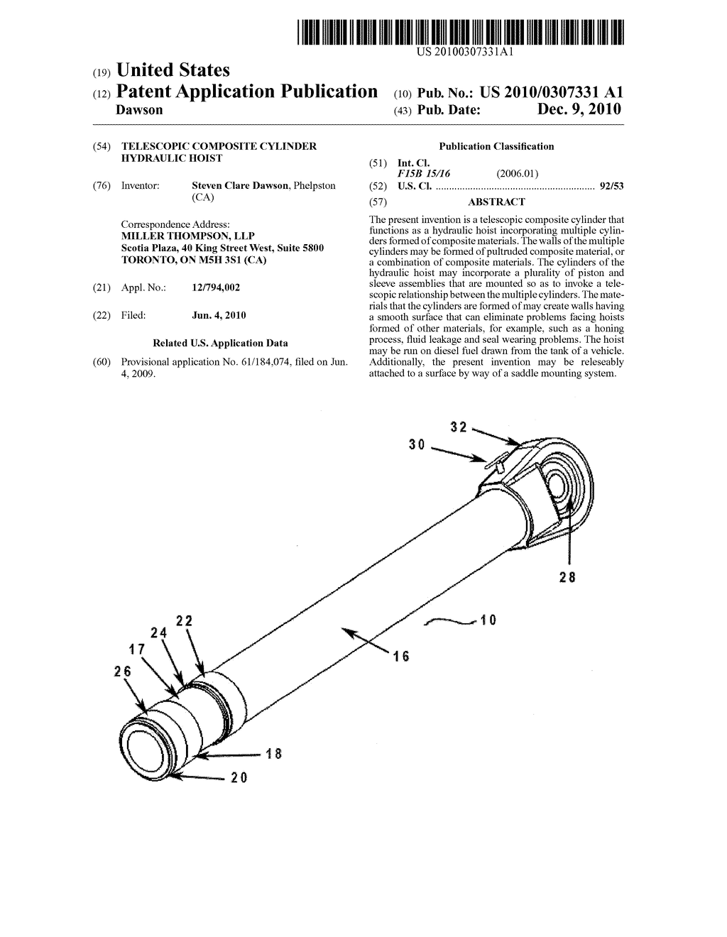 TELESCOPIC COMPOSITE CYLINDER HYDRAULIC HOIST - diagram, schematic, and image 01