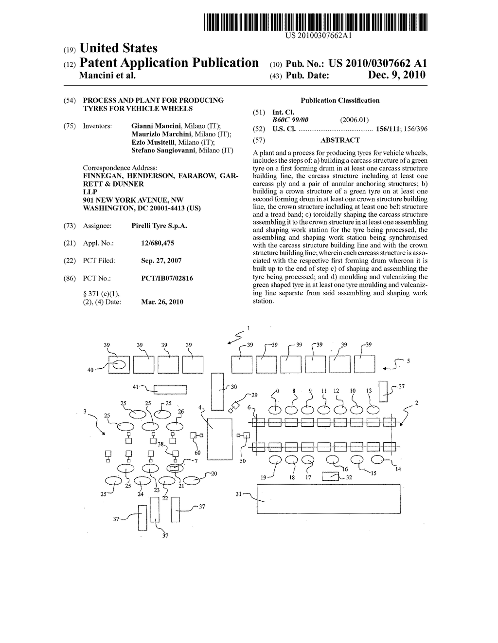 PROCESS AND PLANT FOR PRODUCING TYRES FOR VEHICLE WHEELS - diagram, schematic, and image 01