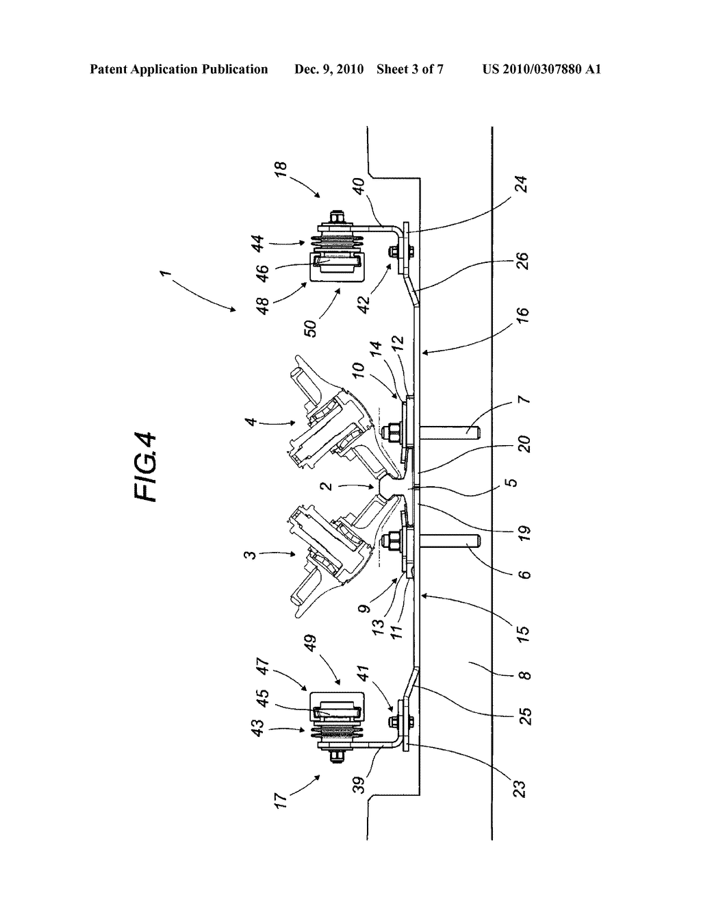 REPEATING LATERAL TRANSVERSE SUPPORT FOR AT LEAST ONE LATERAL ELECTRIC POWER SUPPLY PROFILE AND FOR THE GUIDE RAIL OF AN ELECTRICALLY POWERED GUIDED ROAD VEHICLE - diagram, schematic, and image 04