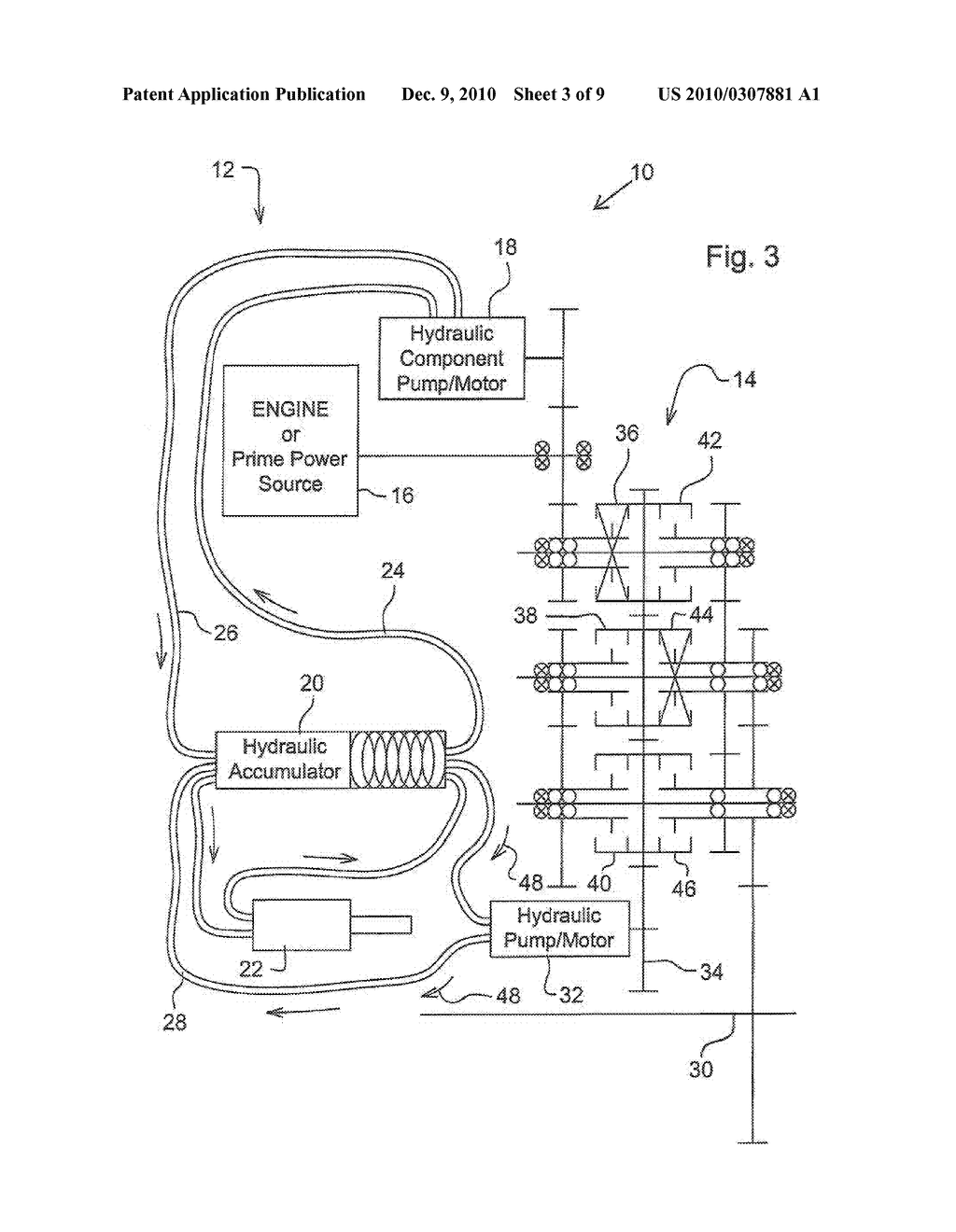 Hydraulic Regenerating And Low-Speed Operating Power Shift Transmission - diagram, schematic, and image 04