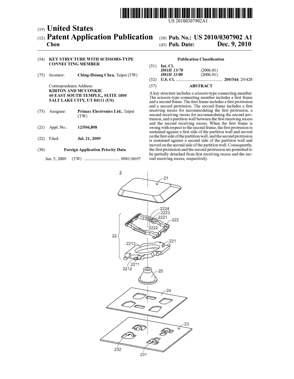 KEY STRUCTURE WITH SCISSORS-TYPE CONNECTING MEMBER - diagram, schematic, and image 01