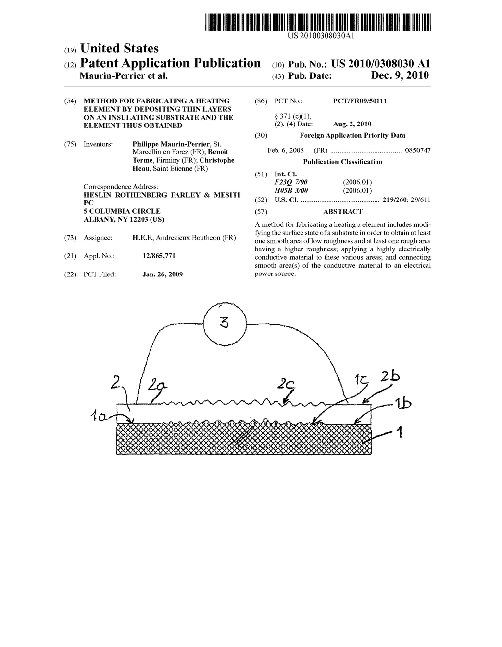 METHOD FOR FABRICATING A HEATING ELEMENT BY DEPOSITING THIN LAYERS ON AN INSULATING SUBSTRATE AND THE ELEMENT THUS OBTAINED - diagram, schematic, and image 01