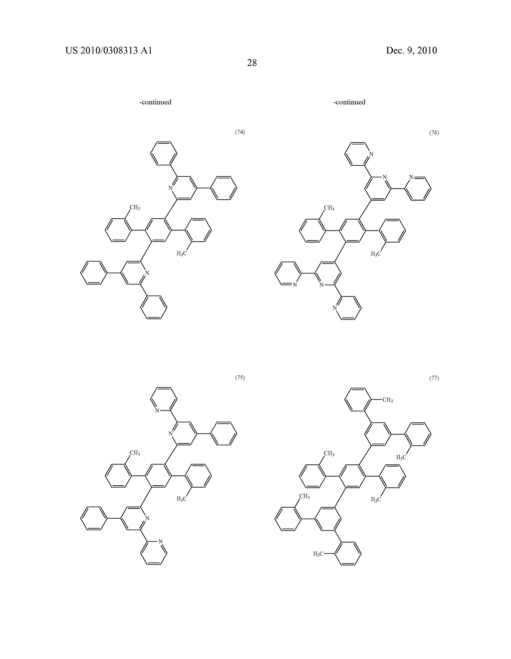 Organic Material Containing Oligophenylene Skeleton and Light-Emitting Device Using the Same - diagram, schematic, and image 30