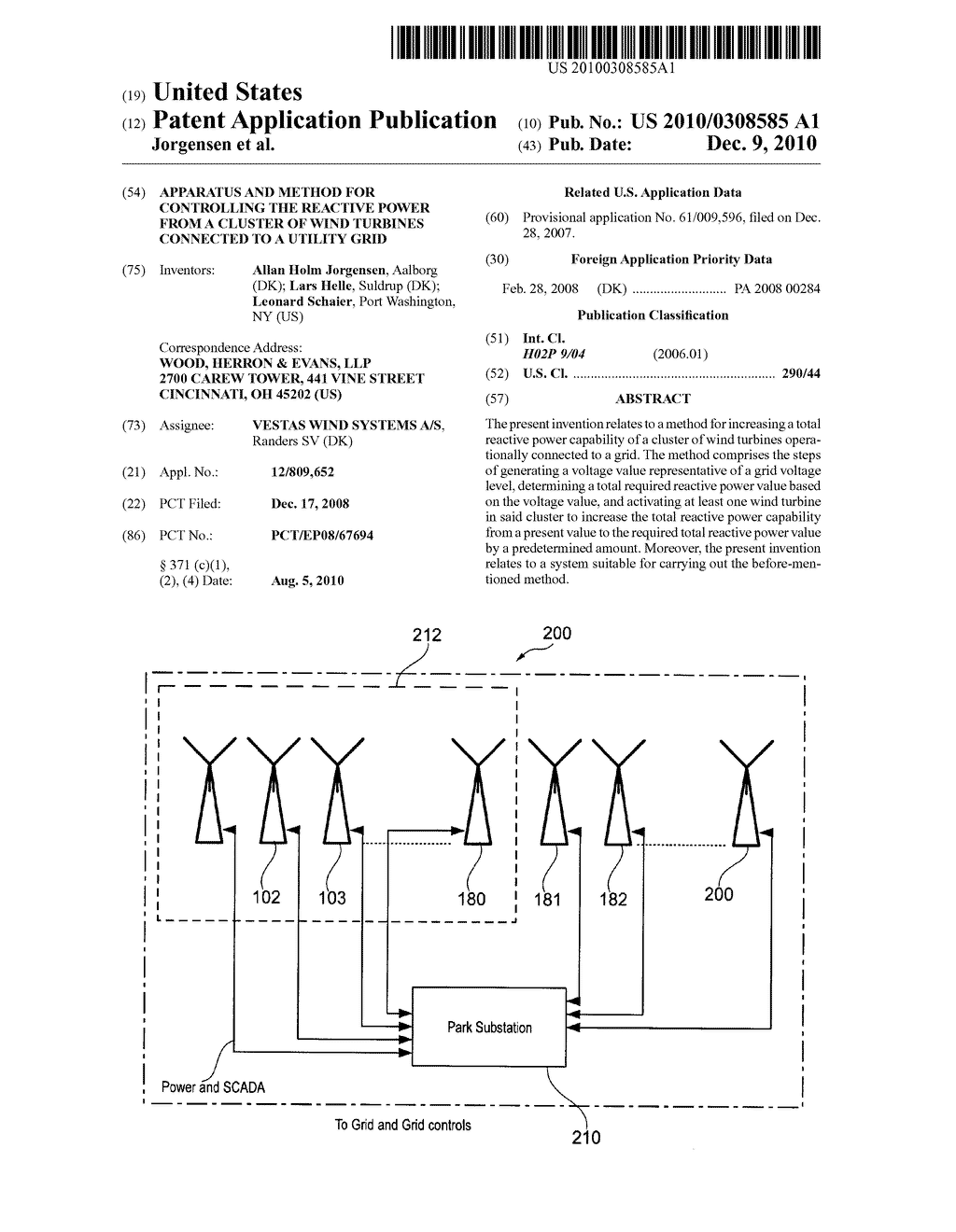 APPARATUS AND METHOD FOR CONTROLLING THE REACTIVE POWER FROM A CLUSTER OF WIND TURBINES CONNECTED TO A UTILITY GRID - diagram, schematic, and image 01