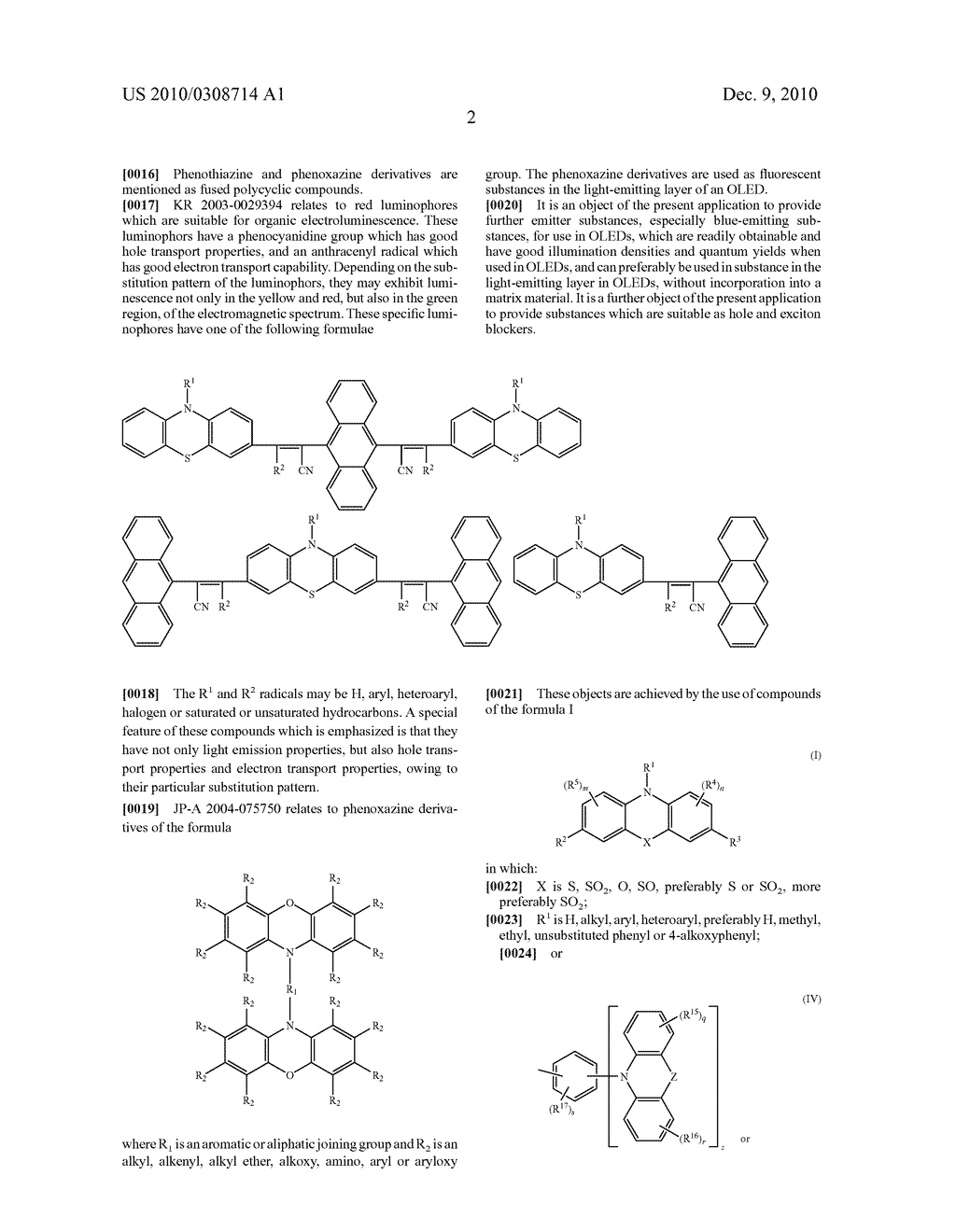 Phenothiazines, S-Oxides, And S,S-Dioxides As Well As Phenoxazines As Emitters For Oleds - diagram, schematic, and image 03