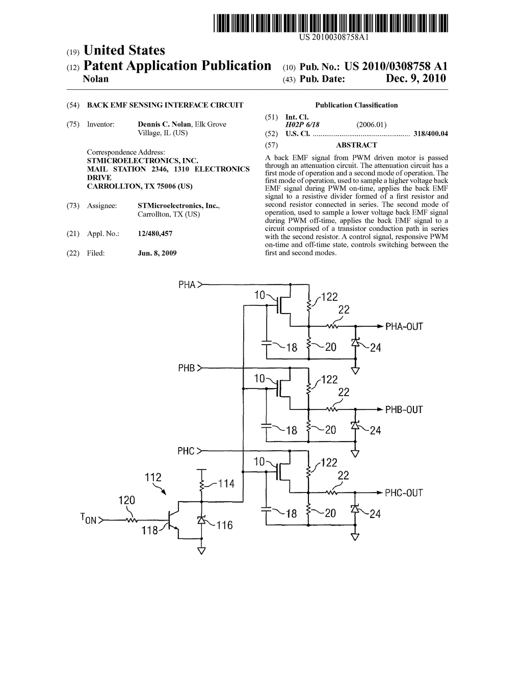 BACK EMF SENSING INTERFACE CIRCUIT - diagram, schematic, and image 01