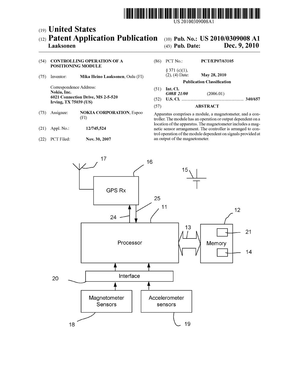 CONTROLLING OPERATION OF A POSITIONING MODULE - diagram, schematic, and image 01