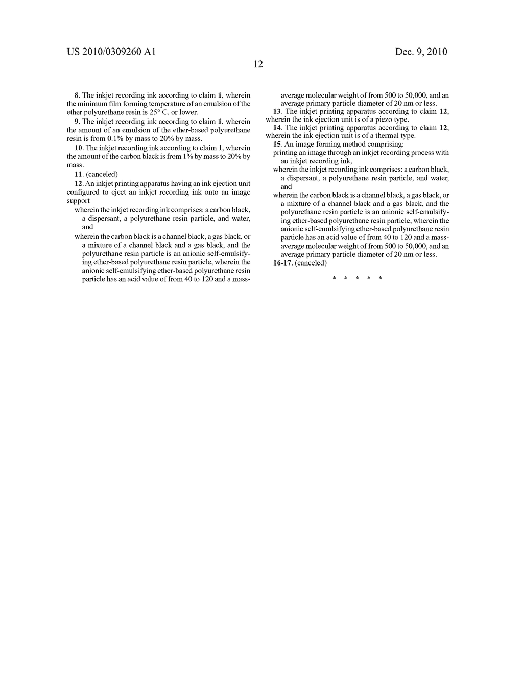 INKJET RECORDING INK, INK CARTRIDGE, INKJET PRINTING APPARATUS AND IMAGE FORMING METHOD - diagram, schematic, and image 13