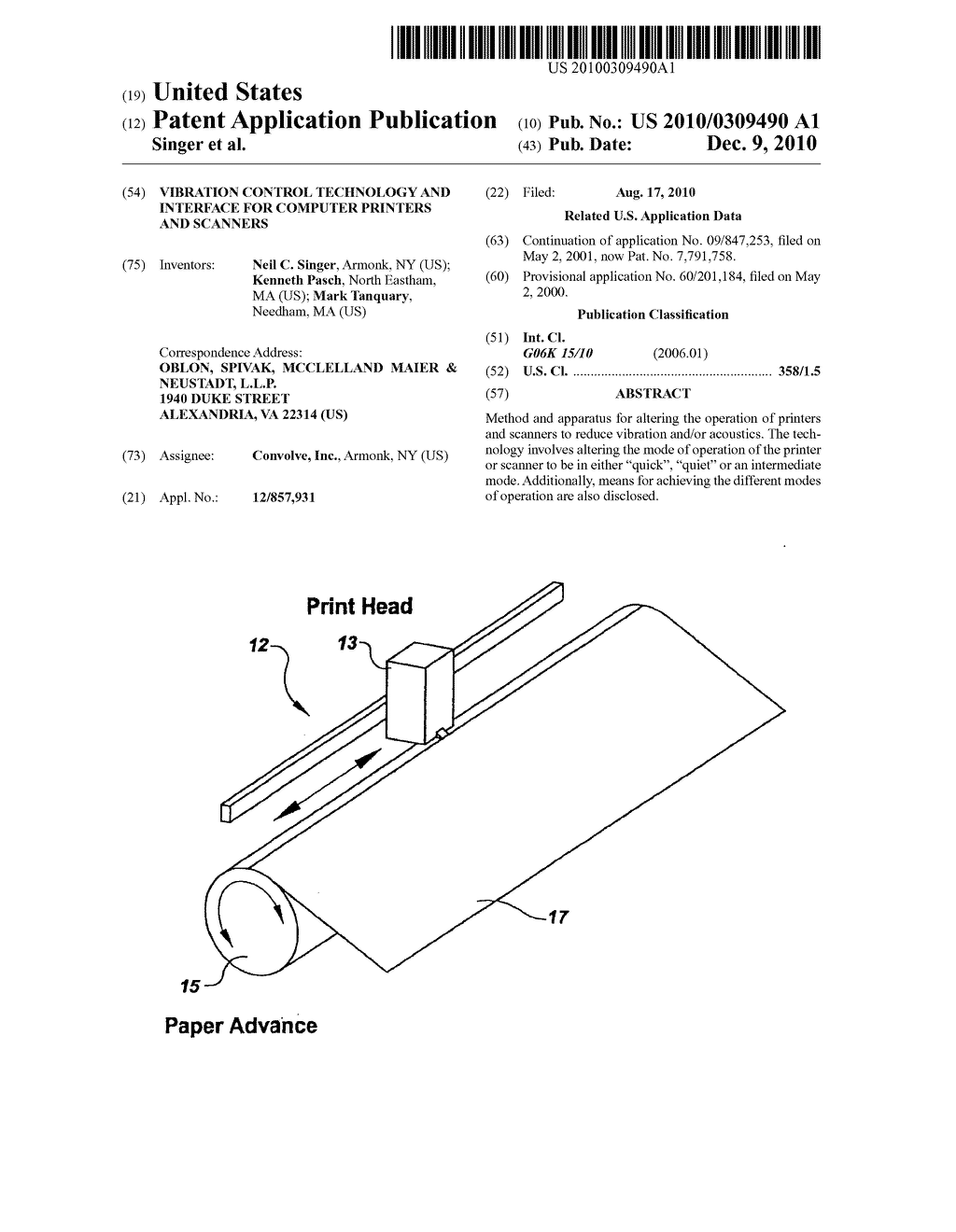 VIBRATION CONTROL TECHNOLOGY AND INTERFACE FOR COMPUTER PRINTERS AND SCANNERS - diagram, schematic, and image 01