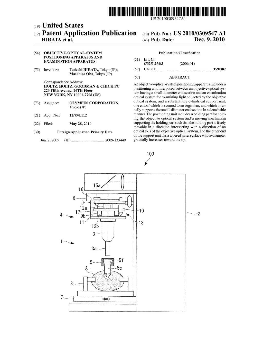 OBJECTIVE-OPTICAL-SYSTEM POSITIONING APPARATUS AND EXAMINATION APPARATUS - diagram, schematic, and image 01