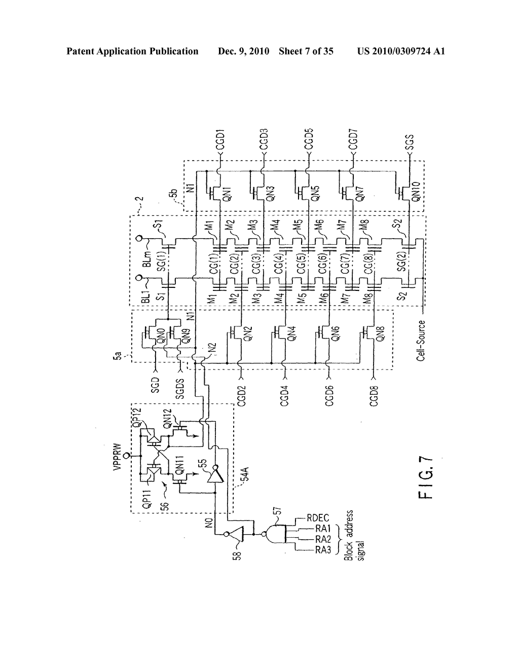 SEMICONDUCTOR MEMORY DEVICE USING ONLY SINGLE-CHANNEL TRANSISTOR TO APPLY VOLTAGE TO SELECTED WORD LINE - diagram, schematic, and image 08