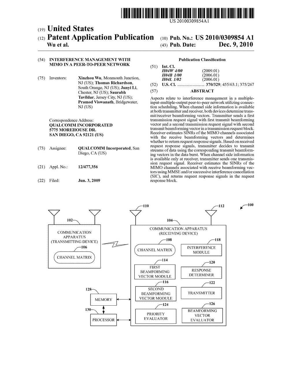 INTERFERENCE MANAGEMENT WITH MIMO IN A PEER-TO-PEER NETWORK - diagram, schematic, and image 01