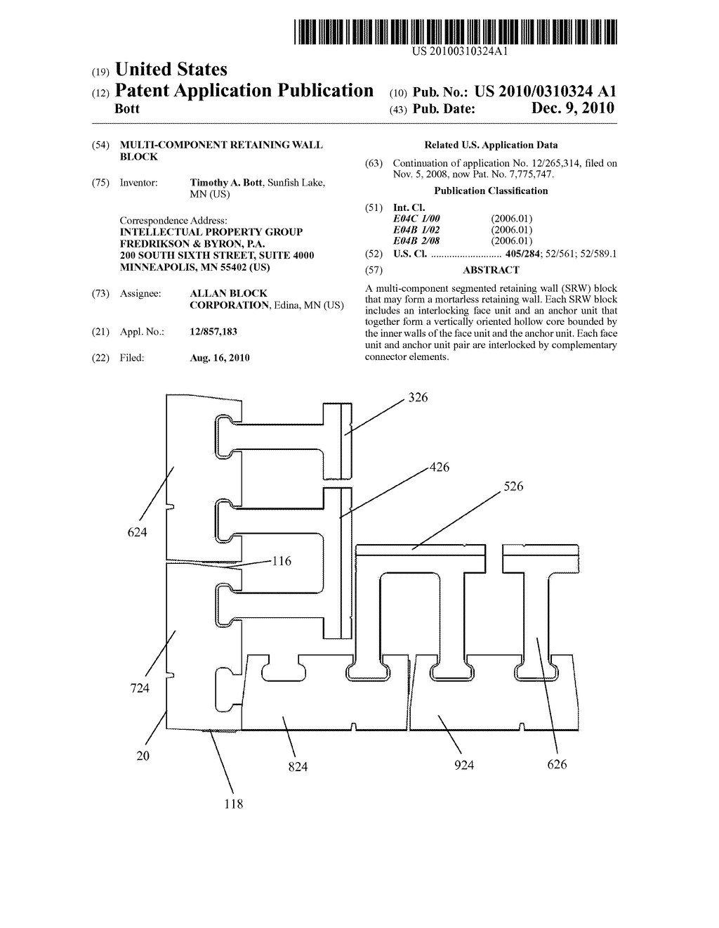 MULTI-COMPONENT RETAINING WALL BLOCK - diagram, schematic, and image 01