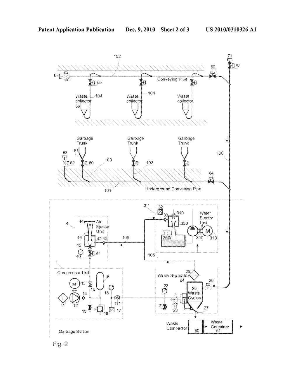METHOD AND APPARATUS IN A VACUUM CONVEYING SYSTEM OF MATERIAL - diagram, schematic, and image 03