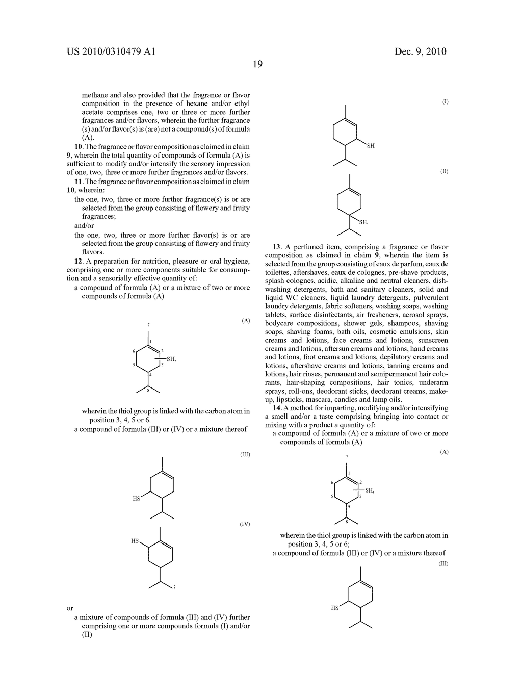 USE OF CERTAIN ISOPROPYL METHYLCYCLOHEXENE THIOLS AS FRAGRANCES AND/OR FLAVORS - diagram, schematic, and image 20