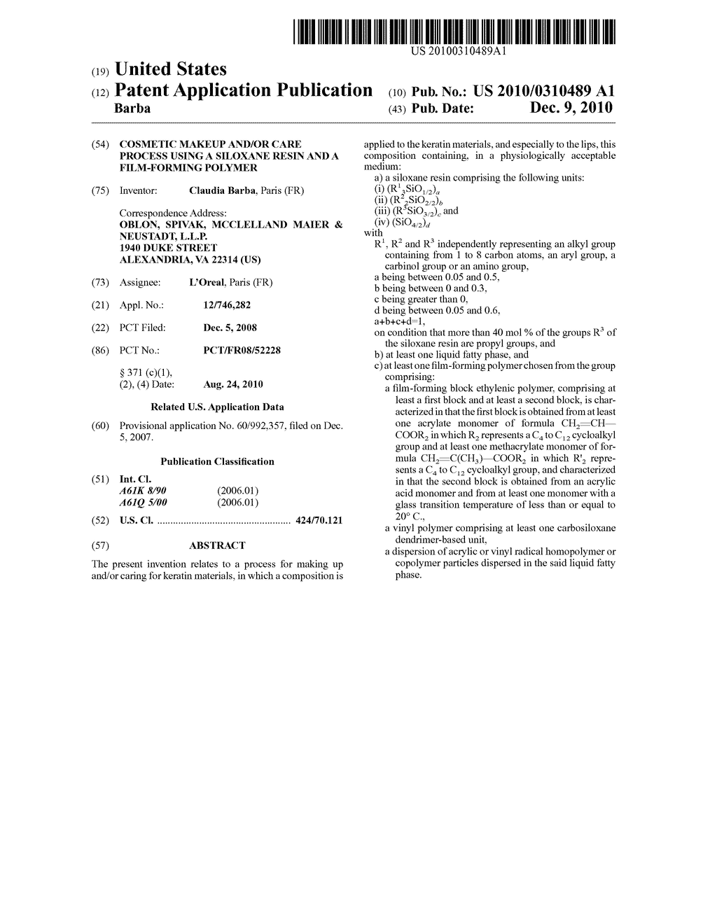 COSMETIC MAKEUP AND/OR CARE PROCESS USING A SILOXANE RESIN AND A FILM-FORMING POLYMER - diagram, schematic, and image 01