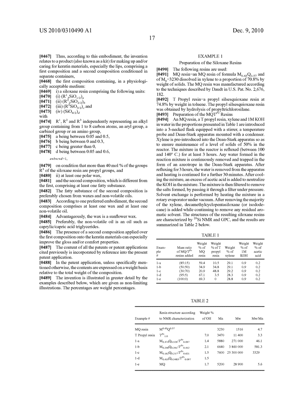 COSMETIC MAKEUP AND/OR CARE PROCESS USING A SILOXANE RESIN AND A POLAR WAX - diagram, schematic, and image 18