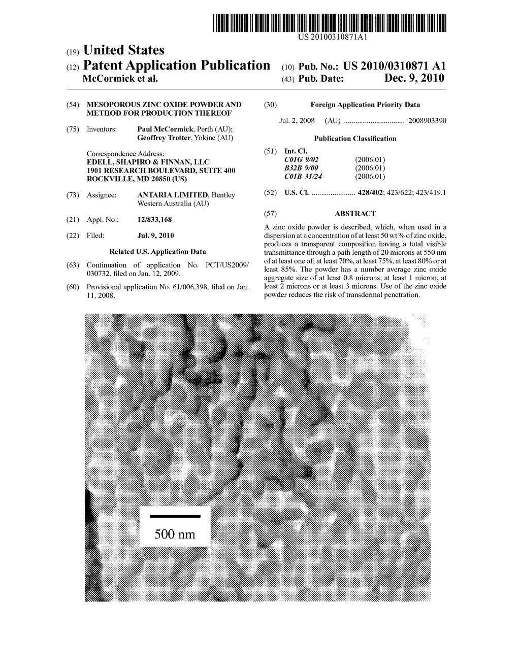 Mesoporous Zinc Oxide Powder and Method for Production Thereof - diagram, schematic, and image 01