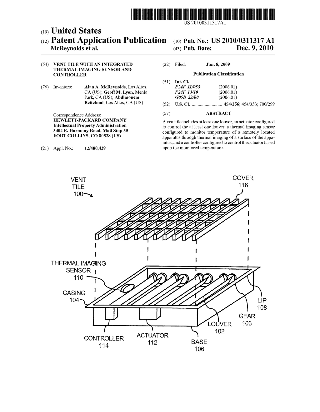 VENT TILE WITH AN INTEGRATED THERMAL IMAGING SENSOR AND CONTROLLER - diagram, schematic, and image 01