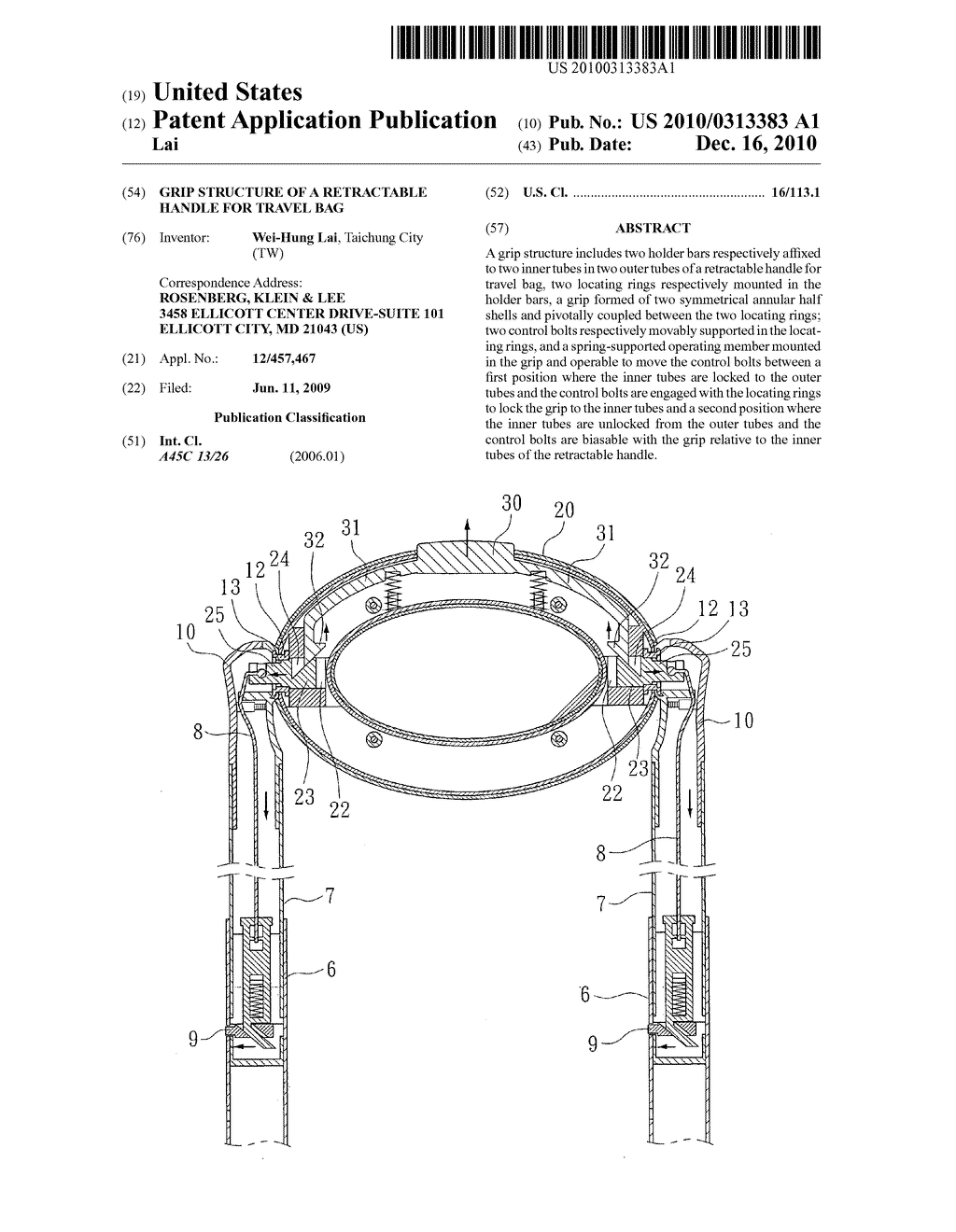 Grip structure of a retractable handle for travel bag - diagram, schematic, and image 01