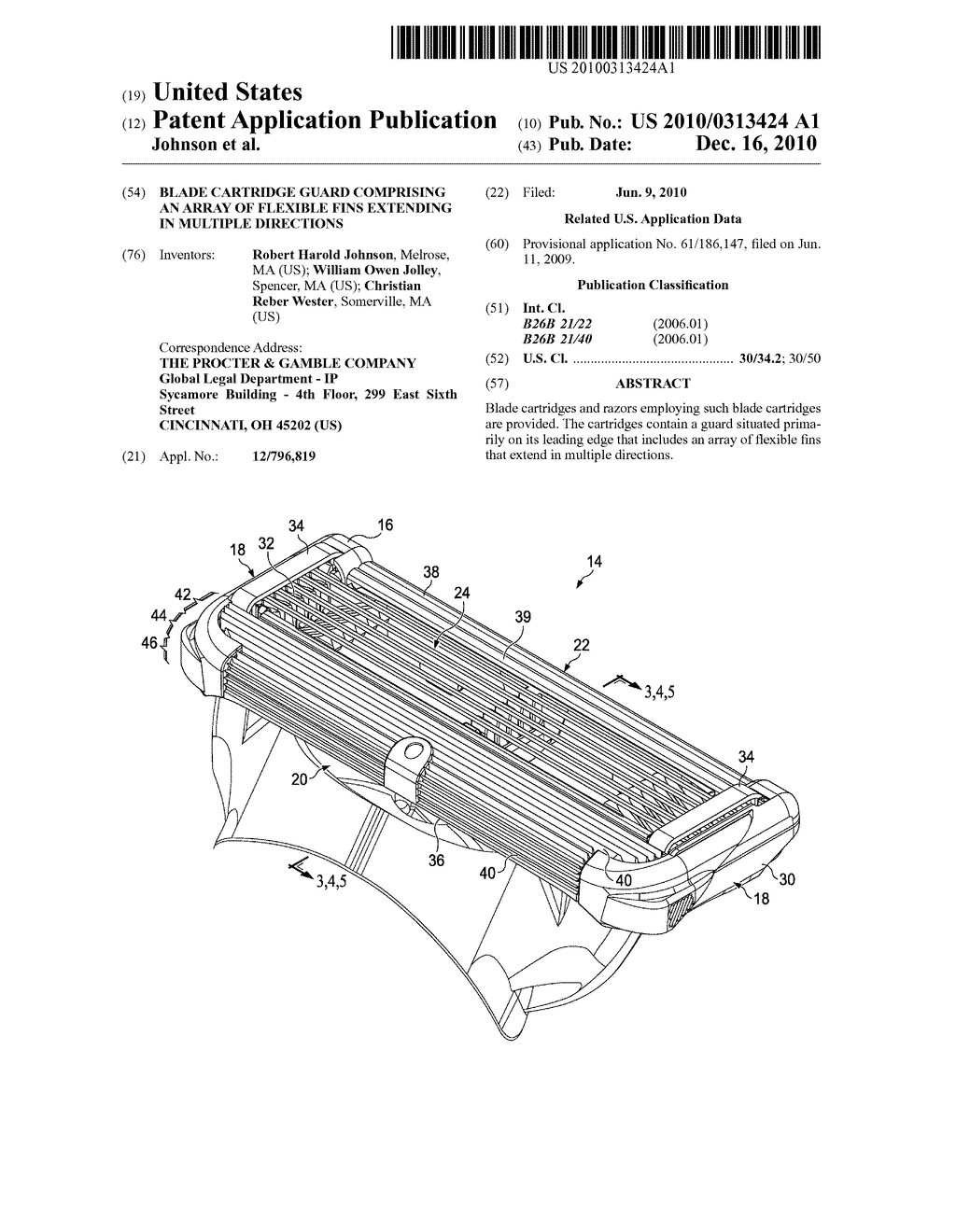 BLADE CARTRIDGE GUARD COMPRISING AN ARRAY OF FLEXIBLE FINS EXTENDING IN MULTIPLE DIRECTIONS - diagram, schematic, and image 01