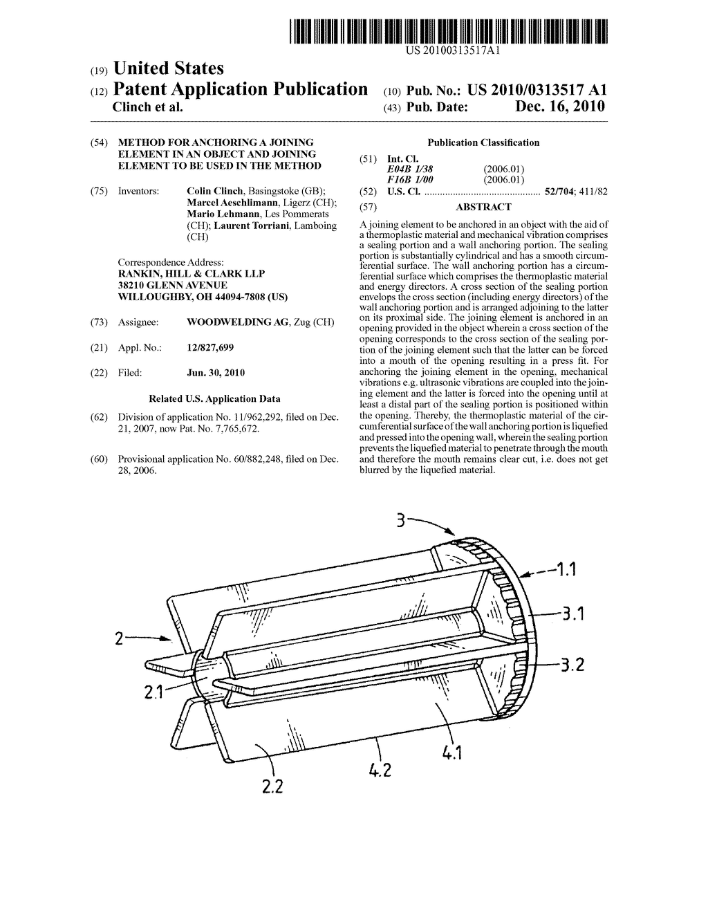 METHOD FOR ANCHORING A JOINING ELEMENT IN AN OBJECT AND JOINING ELEMENT TO BE USED IN THE METHOD - diagram, schematic, and image 01