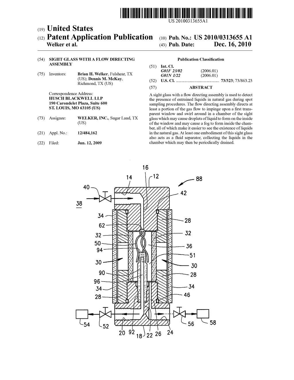 SIGHT GLASS WITH A FLOW DIRECTING ASSEMBLY - diagram, schematic, and image 01