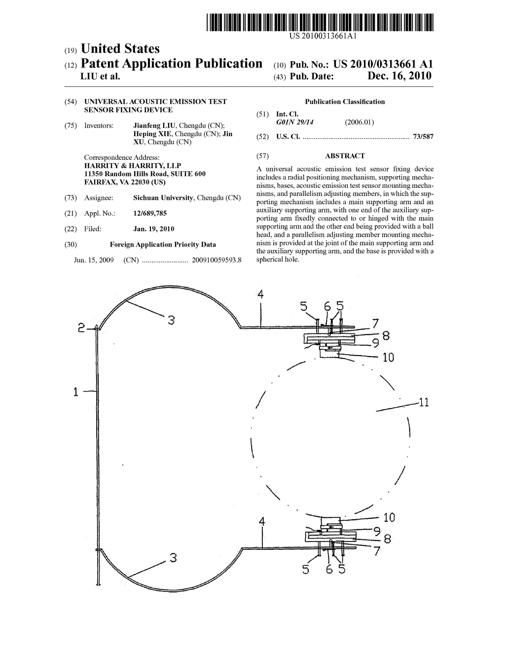 UNIVERSAL ACOUSTIC EMISSION TEST SENSOR FIXING DEVICE - diagram, schematic, and image 01