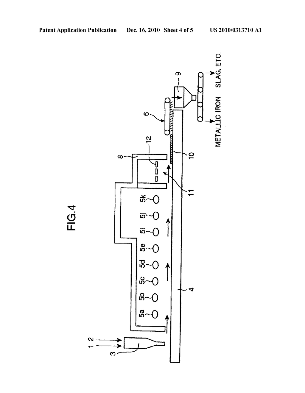 METHOD AND APPARATUS FOR MANUFACTURING GRANULAR METALLIC IRON - diagram, schematic, and image 05