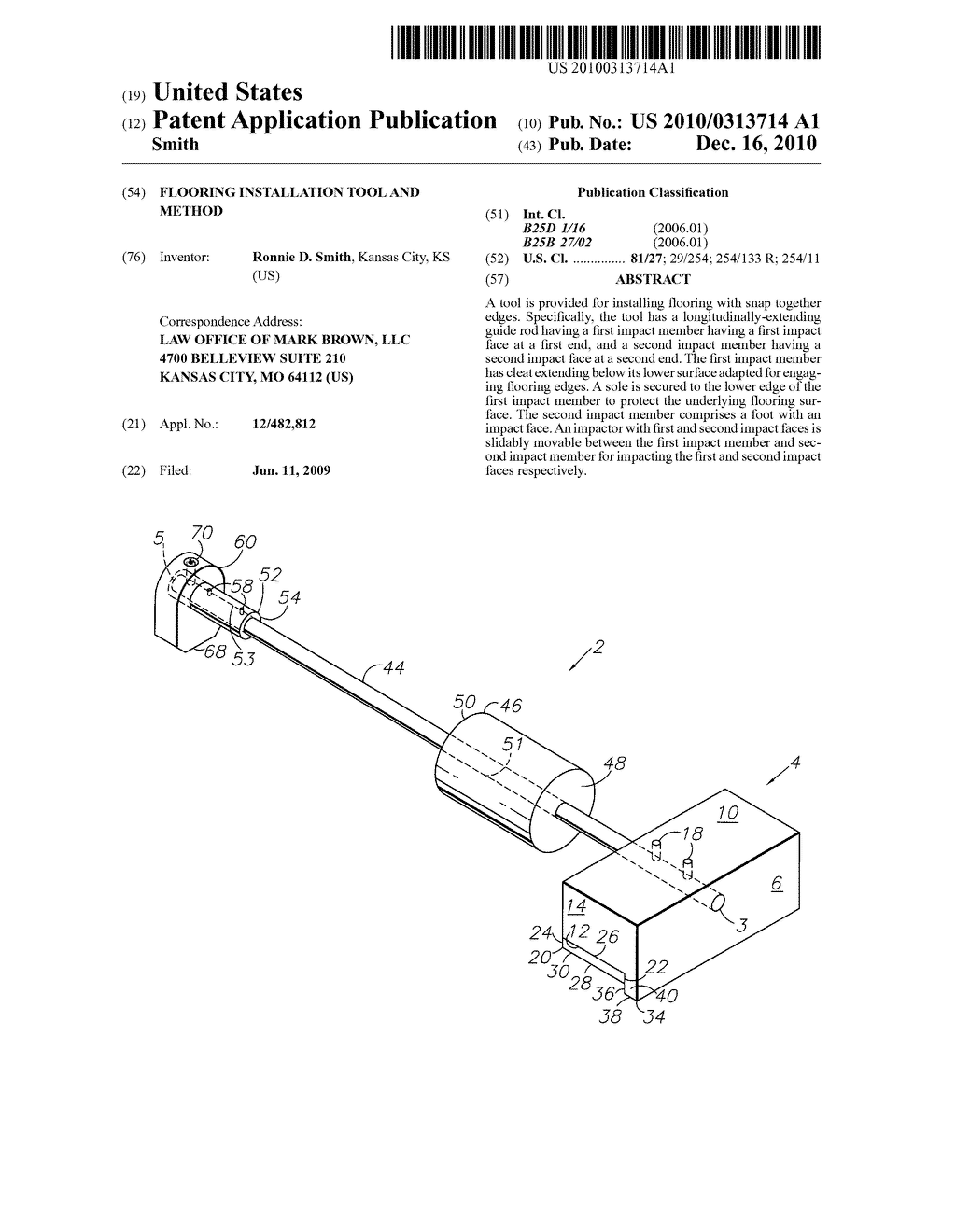 FLOORING INSTALLATION TOOL AND METHOD - diagram, schematic, and image 01