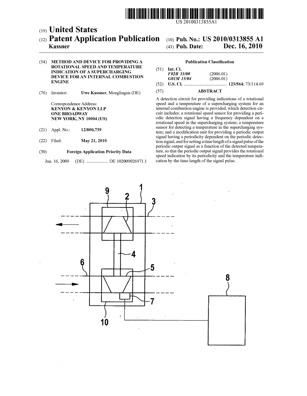 Method and device for providing a rotational speed and temperature indication of a supercharging device for an internal combustion engine - diagram, schematic, and image 01