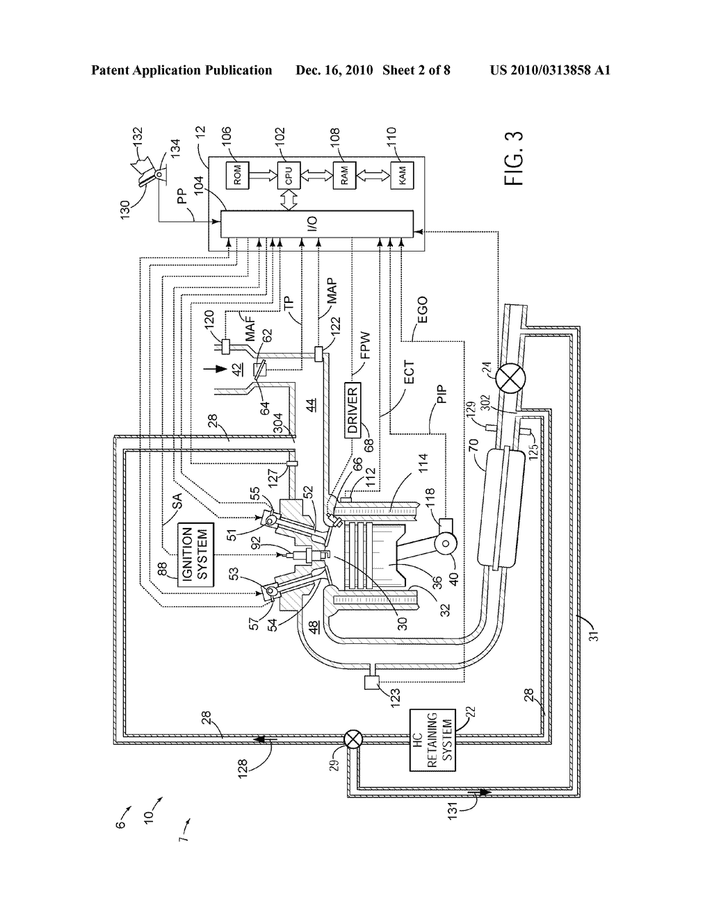 COLD START GAS COMPONENT RETENTION SYSTEM IN EGR CIRCUIT WITH RECIRCULATED GAS CONTROL - diagram, schematic, and image 03