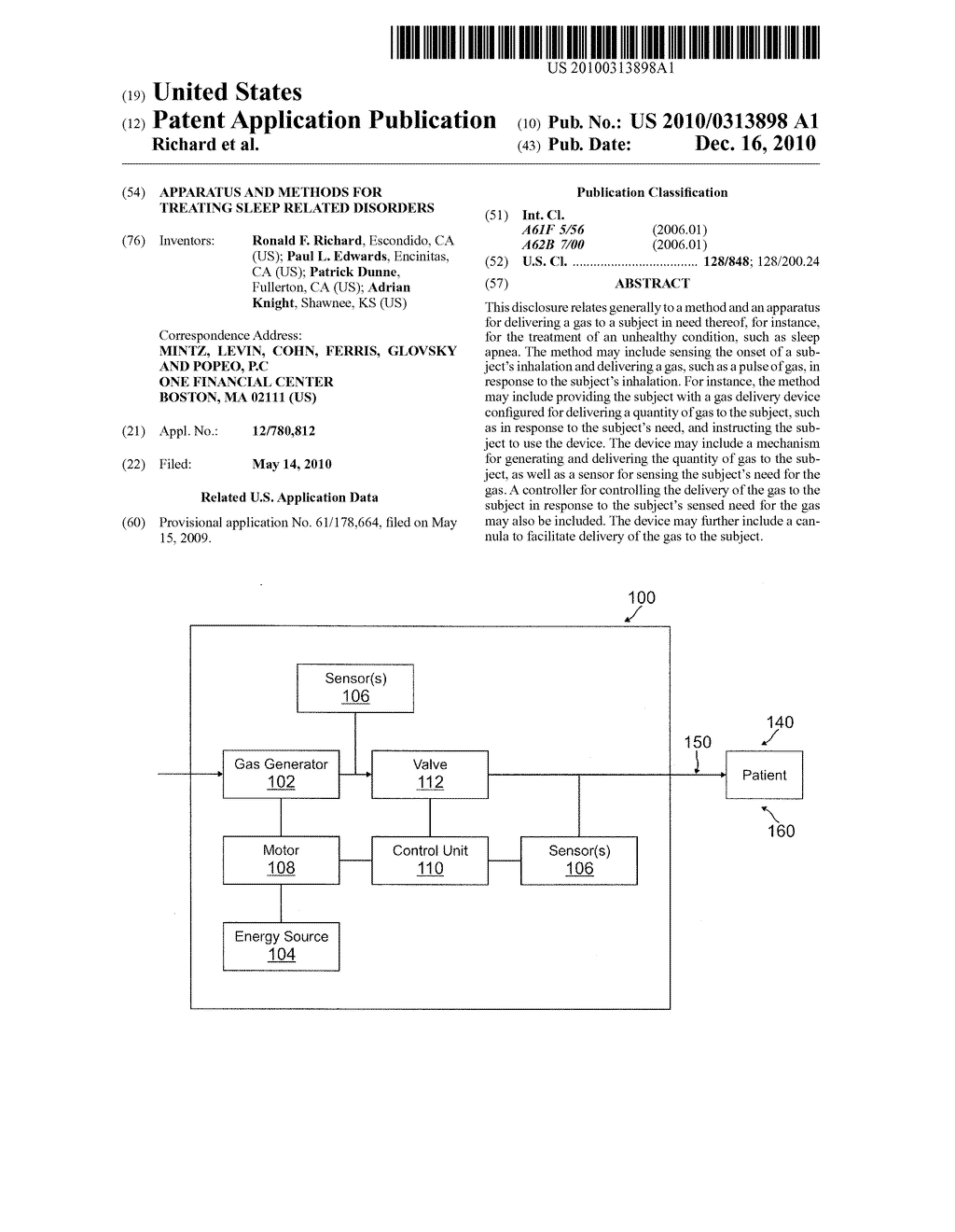 APPARATUS AND METHODS FOR TREATING SLEEP RELATED DISORDERS - diagram, schematic, and image 01