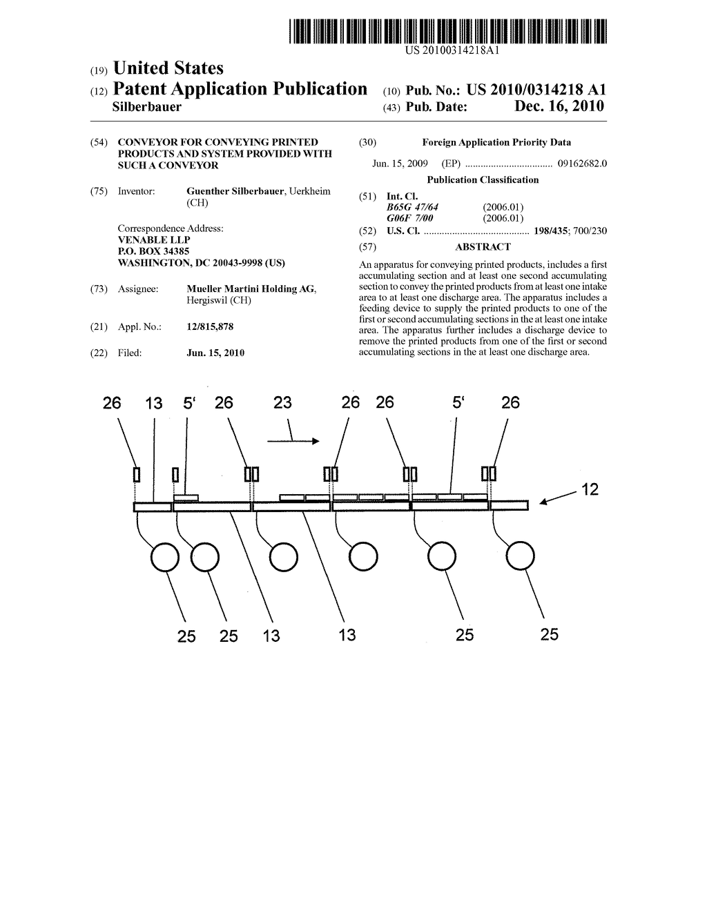 CONVEYOR FOR CONVEYING PRINTED PRODUCTS AND SYSTEM PROVIDED WITH SUCH A CONVEYOR - diagram, schematic, and image 01