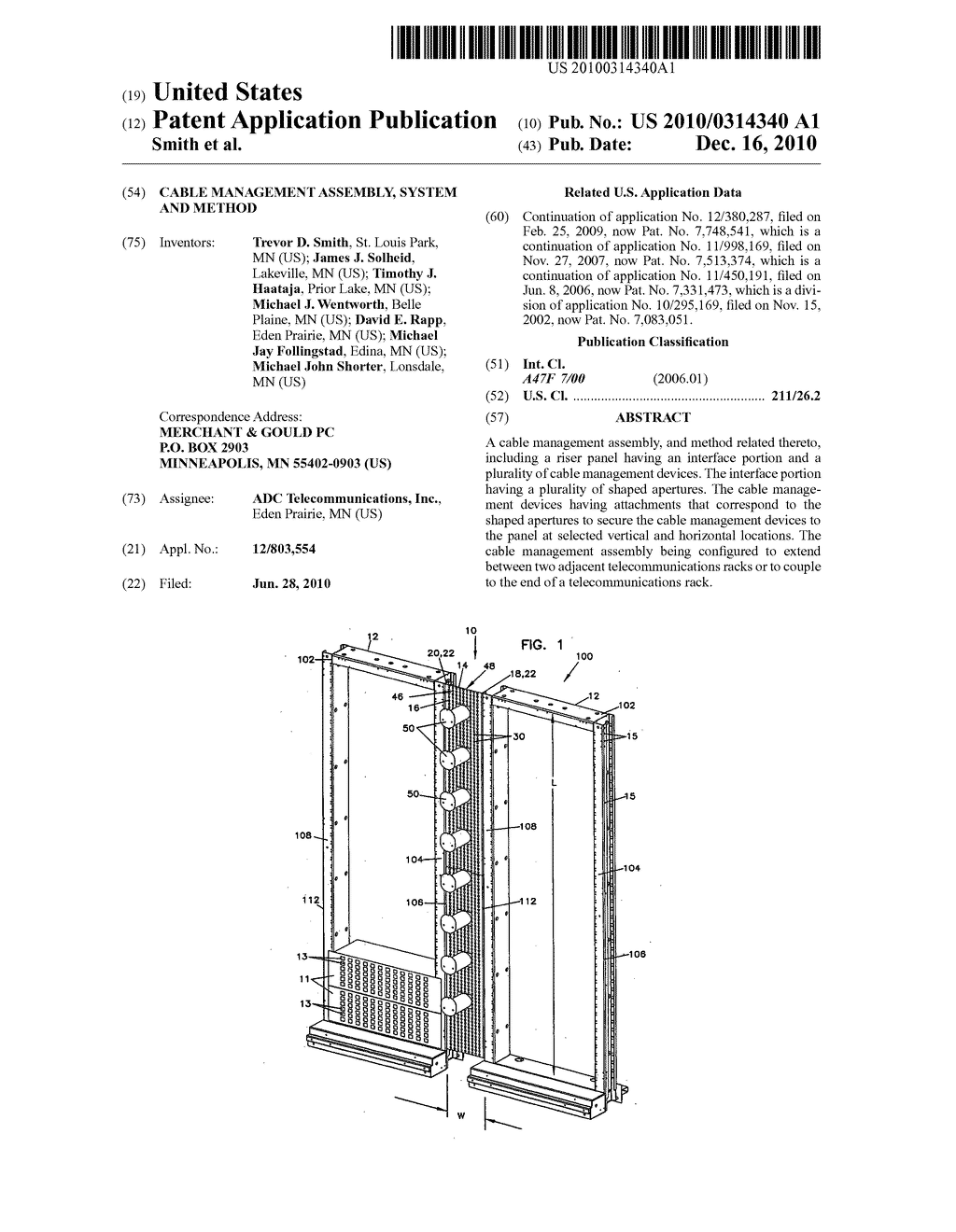 Cable management assembly, system and method - diagram, schematic, and image 01