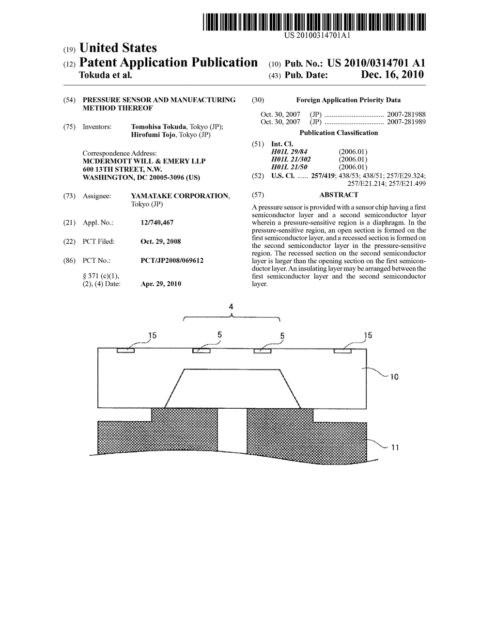 PRESSURE SENSOR AND MANUFACTURING METHOD THEREOF - diagram, schematic, and image 01