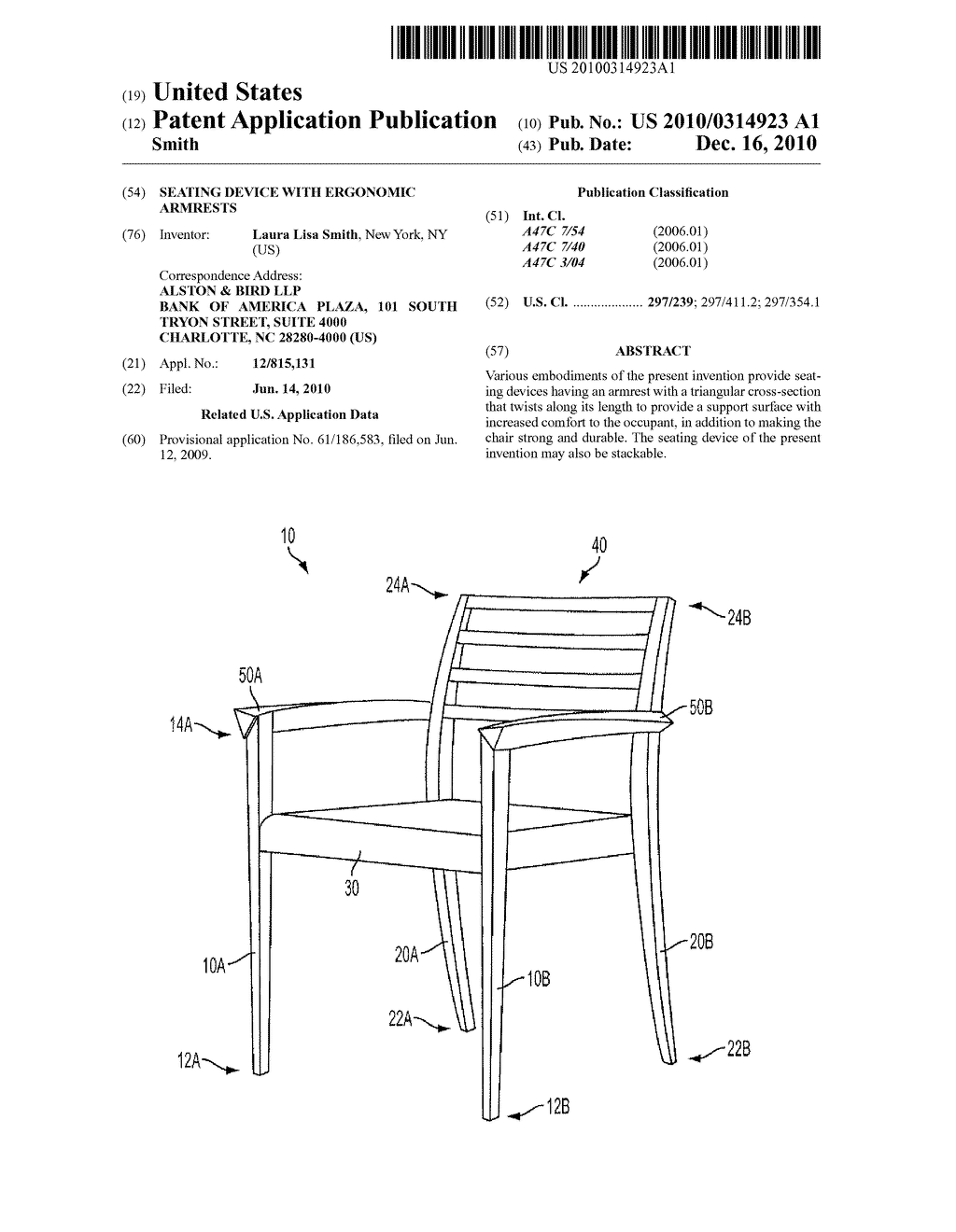 SEATING DEVICE WITH ERGONOMIC ARMRESTS - diagram, schematic, and image 01