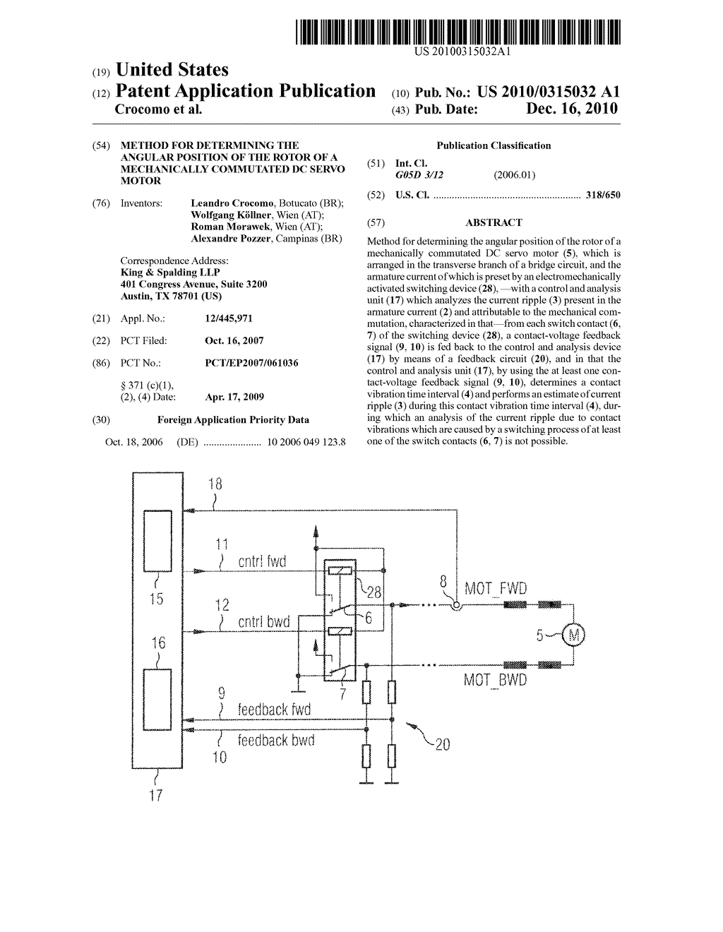 Method for determining the angular position of the rotor of a mechanically commutated dc servo motor - diagram, schematic, and image 01