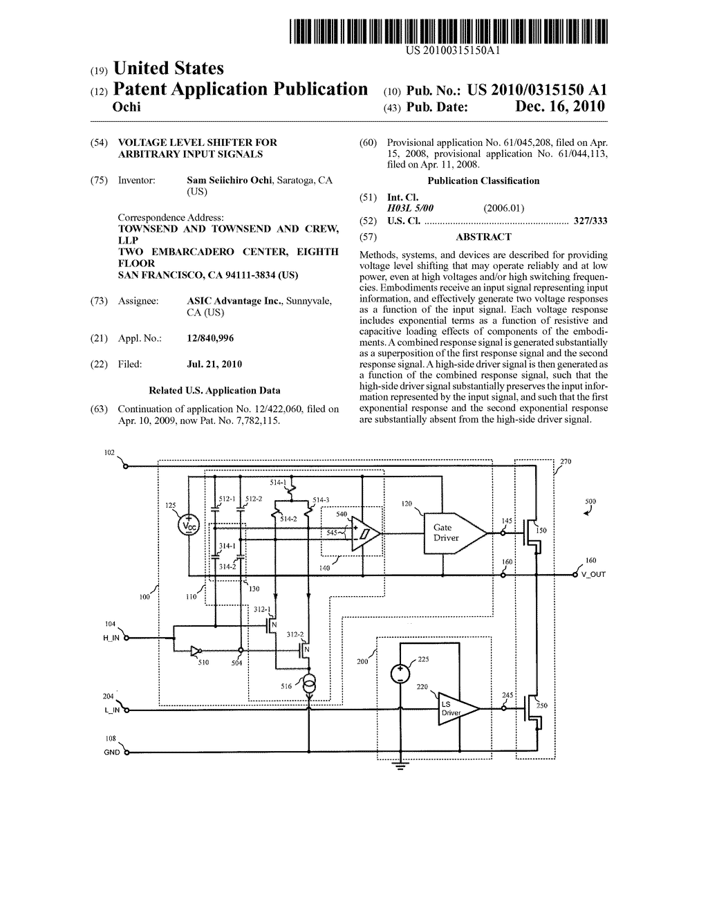 VOLTAGE LEVEL SHIFTER FOR ARBITRARY INPUT SIGNALS - diagram, schematic, and image 01