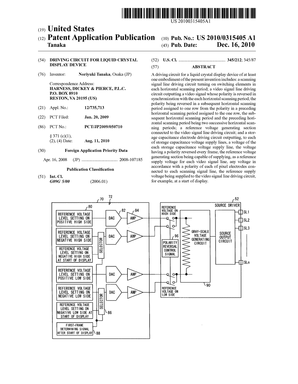 DRIVING CIRCUIT FOR LIQUID CRYSTAL DISPLAY DEVICE - diagram, schematic, and image 01