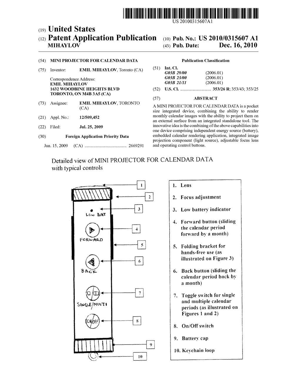 MINI PROJECTOR FOR CALENDAR DATA - diagram, schematic, and image 01