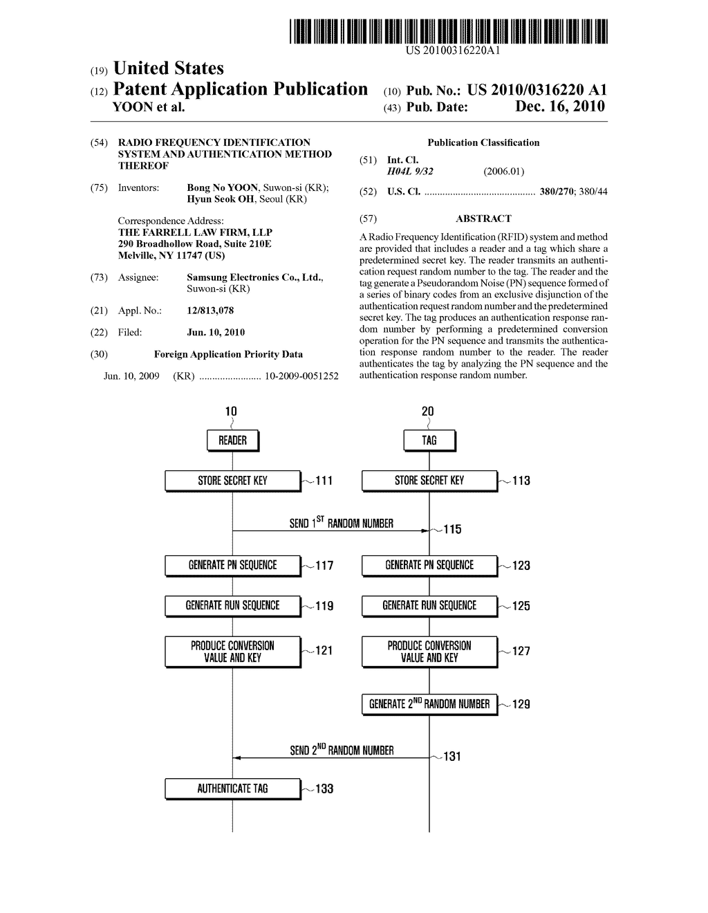 RADIO FREQUENCY IDENTIFICATION SYSTEM AND AUTHENTICATION METHOD THEREOF - diagram, schematic, and image 01