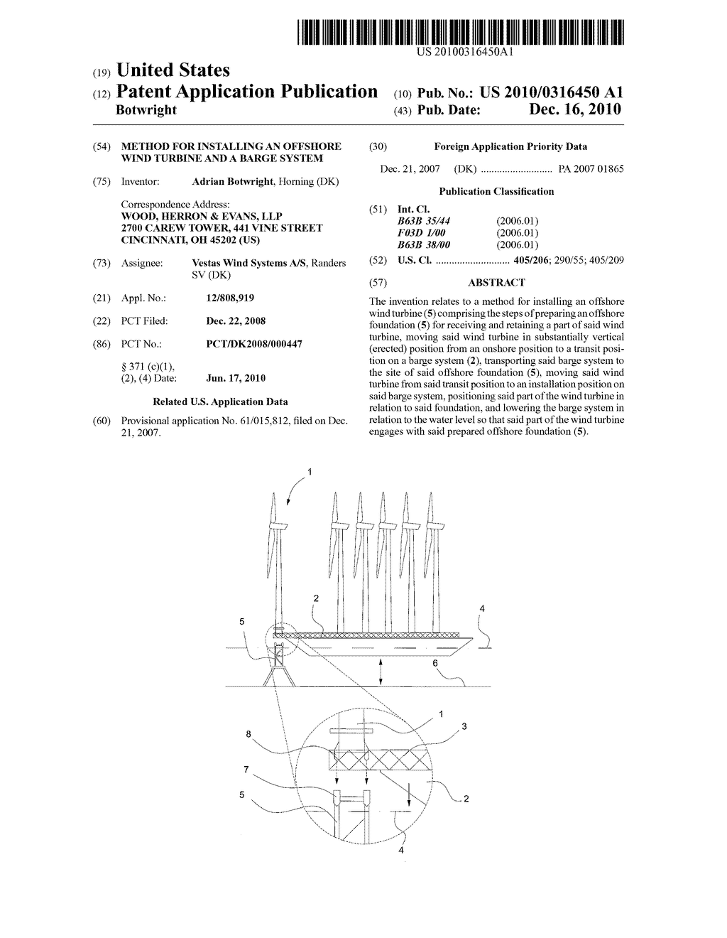 METHOD FOR INSTALLING AN OFFSHORE WIND TURBINE AND A BARGE SYSTEM - diagram, schematic, and image 01