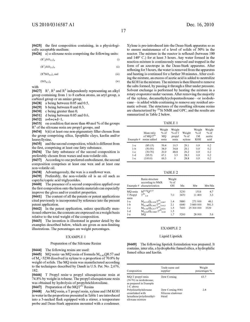 COSMETIC MAKEUP AND/OR CARE METHOD USING A SILOXANE RESIN AND A FILLER - diagram, schematic, and image 18